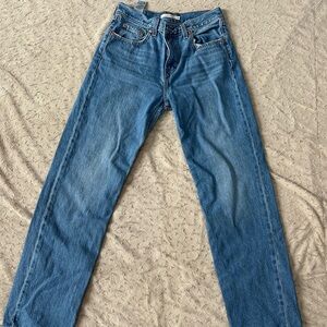 Levi’s size 26, low pro straight jeans, worn 3 times.